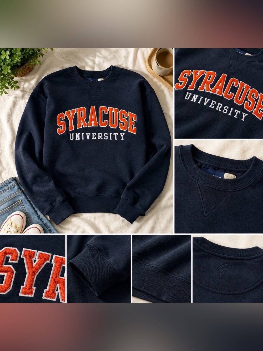 Big Cotton Gear Syracuse University Embroidered Crewneck Sweatshirt Men’s L